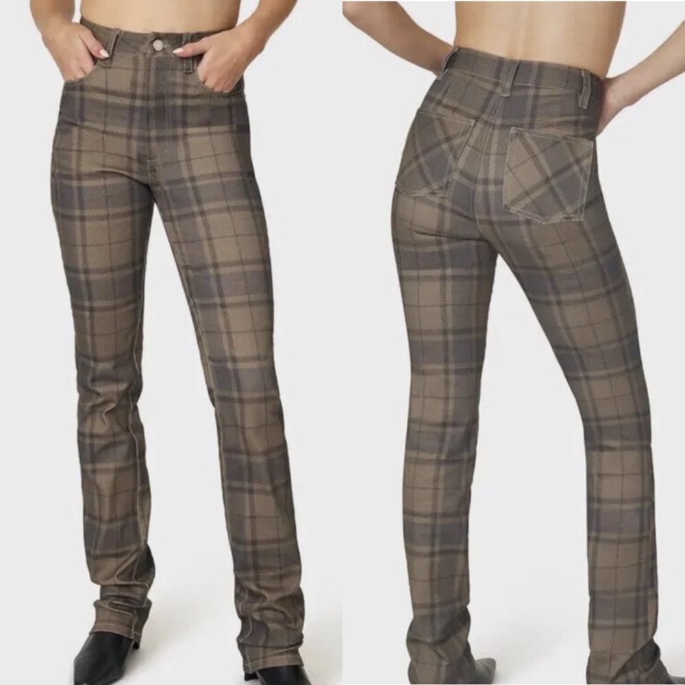 WEWOREWHAT | Green Plaid The Icon High Rise Pants Sz 31